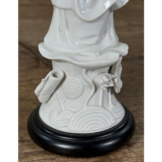 Vintage Japanese Blanc De Chine Porcelain Guanyin Table Lamp For Sale In Providence - Image 6 of 7