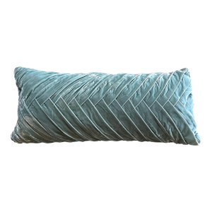 33” Long Light Blue Velvet Decorative Pillow