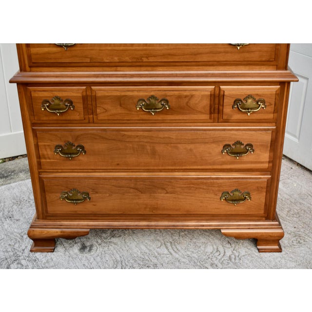 Traditional Vintage Taylor-Jamestown Solid Cherry Traditional Style Chest on Chest For Sale - Image 3 of 13