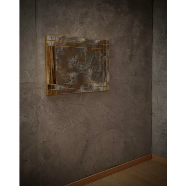 Mid-Century Murano Glass and Brass Console Wall Mirror For Sale - Image 6 of 10