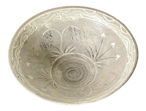 Korean Ceramic Tea Bowl with Slip Inlays Goryeo Dynasty