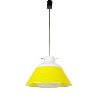 Mid-Century Modern Italian Yellow & White Pendant Lamp, 1960s For Sale