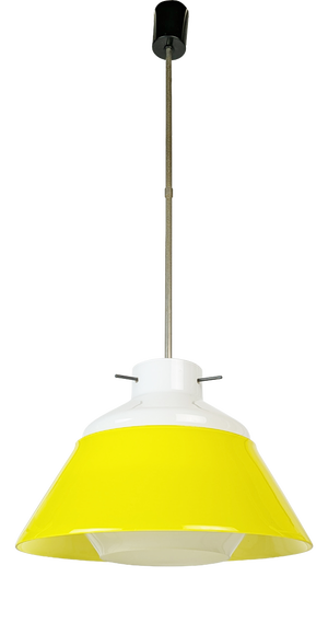 Mid-Century Modern Italian Yellow & White Pendant Lamp, 1960s