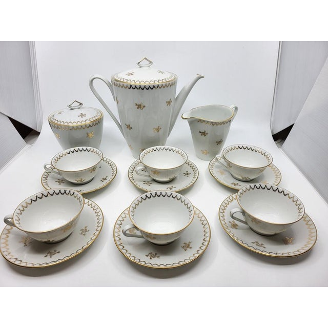 French Empire Style Porcelain Tea Service Decorated with Fine Gold from Sologne, 20th Century, Set of 15 For Sale - Image 18 of 18