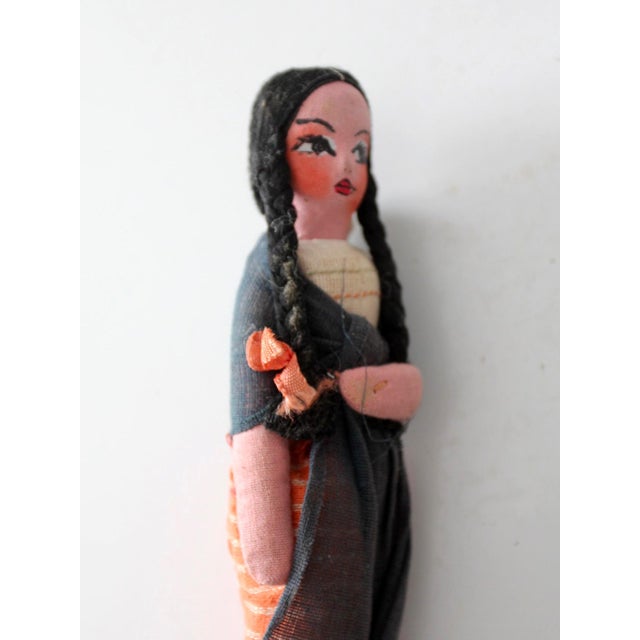 Mid 20th Century Vintage Handmade Folk Art Cloth Doll For Sale - Image 5 of 12