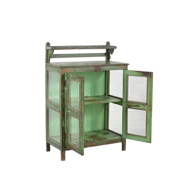 English Vintage Anglo-Indian Painted Teakwood Small Bookcase For Sale - Image 3 of 4
