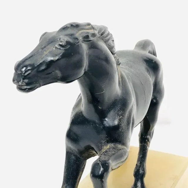 Stone Early 1900s Spelter Horse Figure With Marble Base For Sale - Image 7 of 9