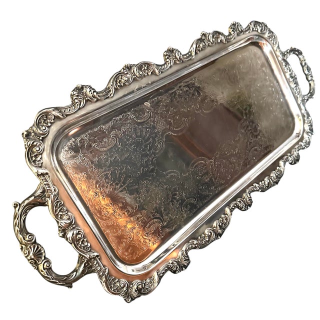 Vintage Towle Silversmiths Rectangular Serving Tray For Sale - Image 11 of 12