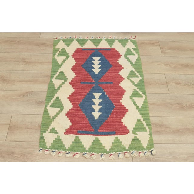 1960s Tribal Geometric Red and Green Kilim Rug For Sale - Image 13 of 13