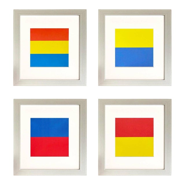 Ellsworth Kelly 1999 Set of Four Colored Linogravures Framed Reproduction For Sale
