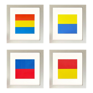 Ellsworth Kelly 1999 Set of Four Colored Linogravures Framed Reproduction