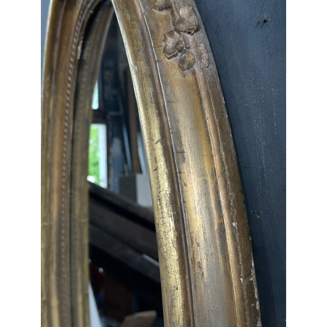 Wood 19th Century French Gold Gilt Oval Wall Mirror For Sale - Image 7 of 9