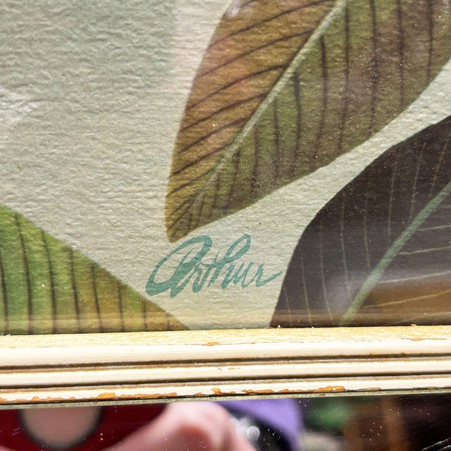 MCM Pink Flamingo Lithograph Print Signed Arthur in Mirror Frame by Turner For Sale - Image 4 of 9