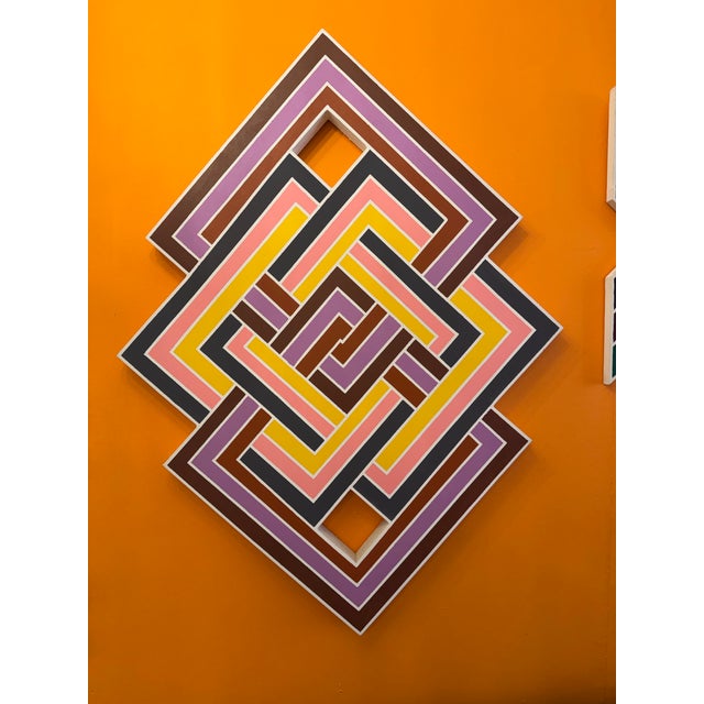 American Artist Joseph Kremer Abstract Geometric Hard Edge Acrylic on Canvas Painting Wood Frame Signed and Dated For Sale - Image 9 of 9
