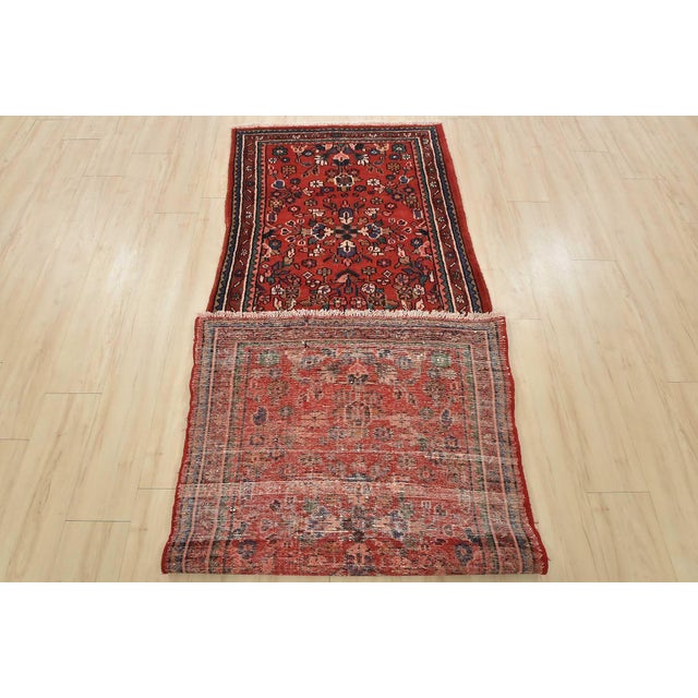Malayer Runner 3’5” X 9’3” Red Wool Semi-Antique Traditional Hand-Knotted Rug For Sale - Image 13 of 14