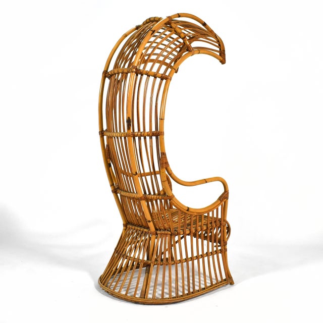 Dramatic Rattan Canopy Chair For Sale - Image 4 of 8