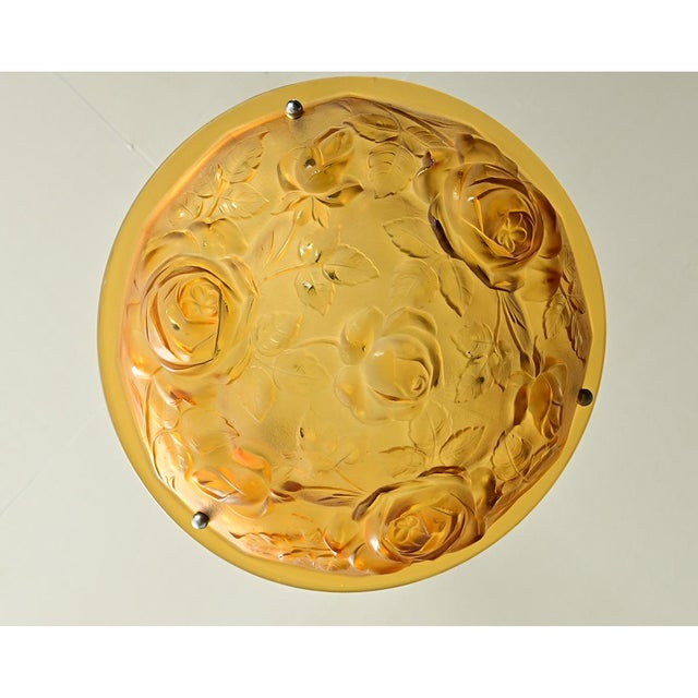 French Art Deco Amber Glass Ceiling Fixture For Sale In Baton Rouge - Image 6 of 12