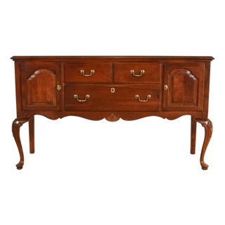 Ethan Allen Georgian Solid Cherry Wood Sideboard Credenza or Buffet For Sale