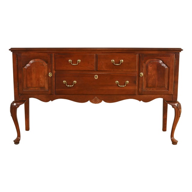 Ethan Allen Georgian Solid Cherry Wood Sideboard Credenza or Buffet For Sale