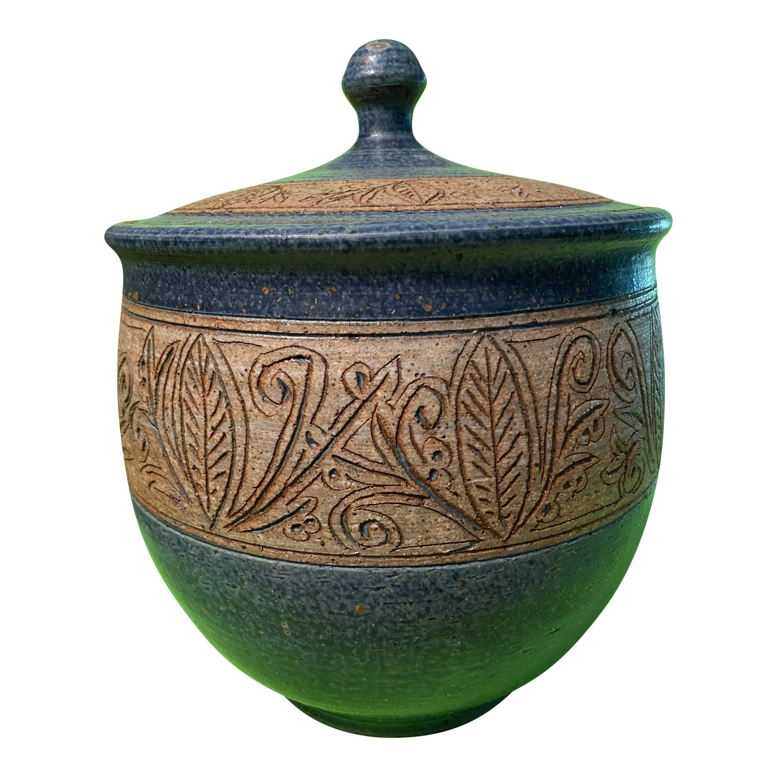 David Greer Incised Lidded Pottery Vessel Chairish