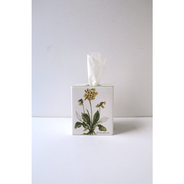 Contemporary Porcelain Tissue Box Holder Cover Botanical Design For Sale - Image 3 of 8