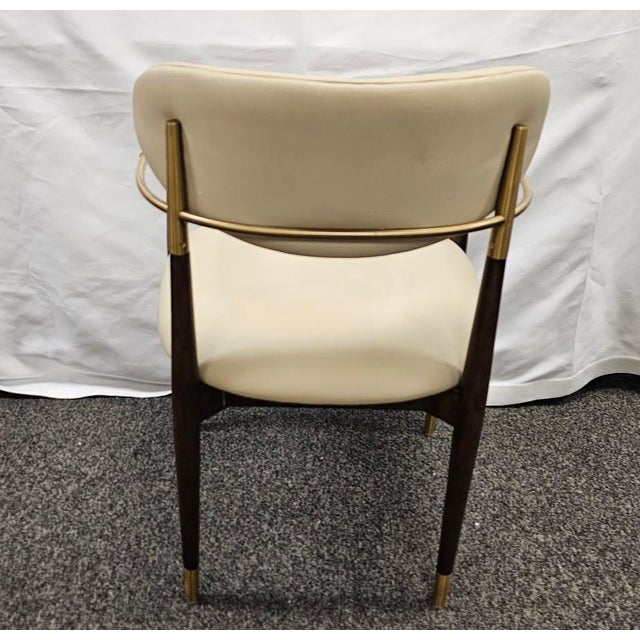 Interlude Home Interlude Home "Cidra" Armchair in Cream Latte, Walnut & Satin Brass For Sale - Image 4 of 8