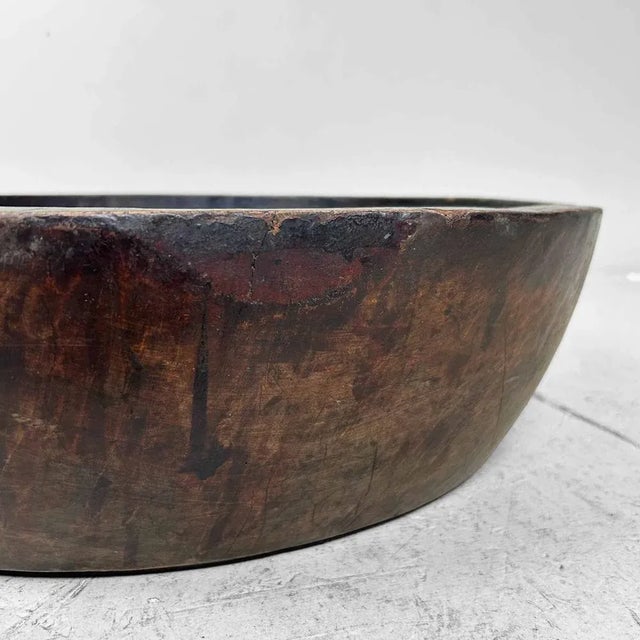 Large Wooden Dough Bowl Japan, 1920s For Sale - Image 4 of 11