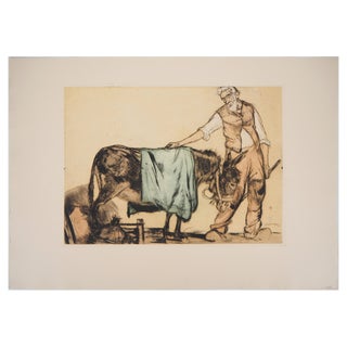 Armand Coussens, Farmer, Original Etching For Sale