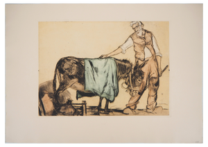 Armand Coussens, Farmer, Original Etching