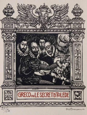 Henri Louis Bracons, Greco ou le secret de Tolede, Original Woodcut Print, 1918
