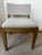 Modern Restoration Hardware Saddle Fabric Side Chair Weathered Oak Drifted With Italian Bouclé in Sand - Set of 4 For Sale - Image 3 of 7