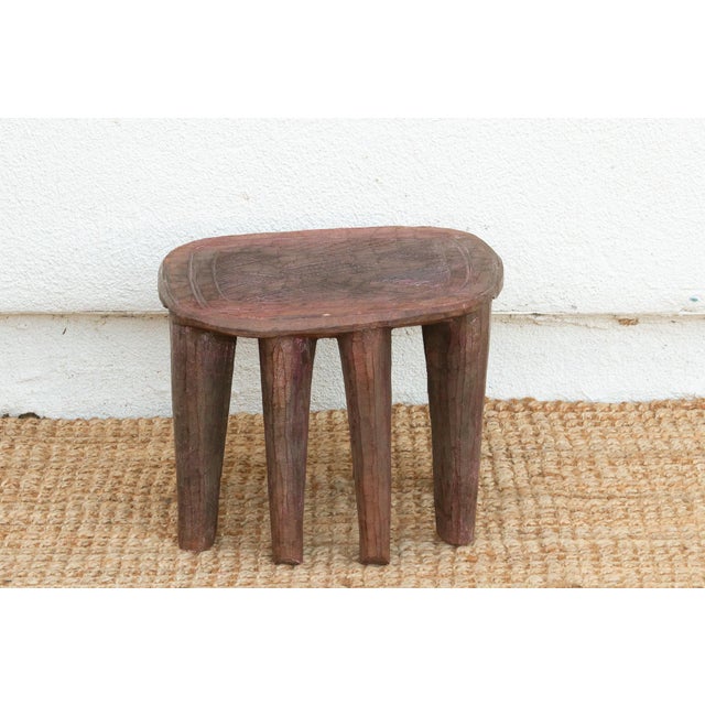 African Handcarved Wood Nupe Side Table For Sale - Image 3 of 10