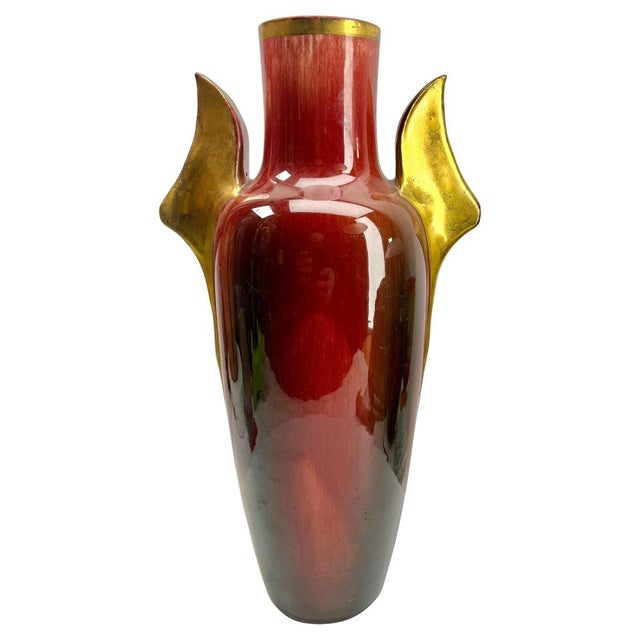 Art Nouveau Majolica Glazed Vase with Handles from Massier, 1890s For Sale - Image 12 of 12