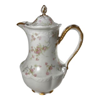Vintage Haviland Limoges Princess Hand Painted Pink Rose Chocolate/Tea Pot For Sale