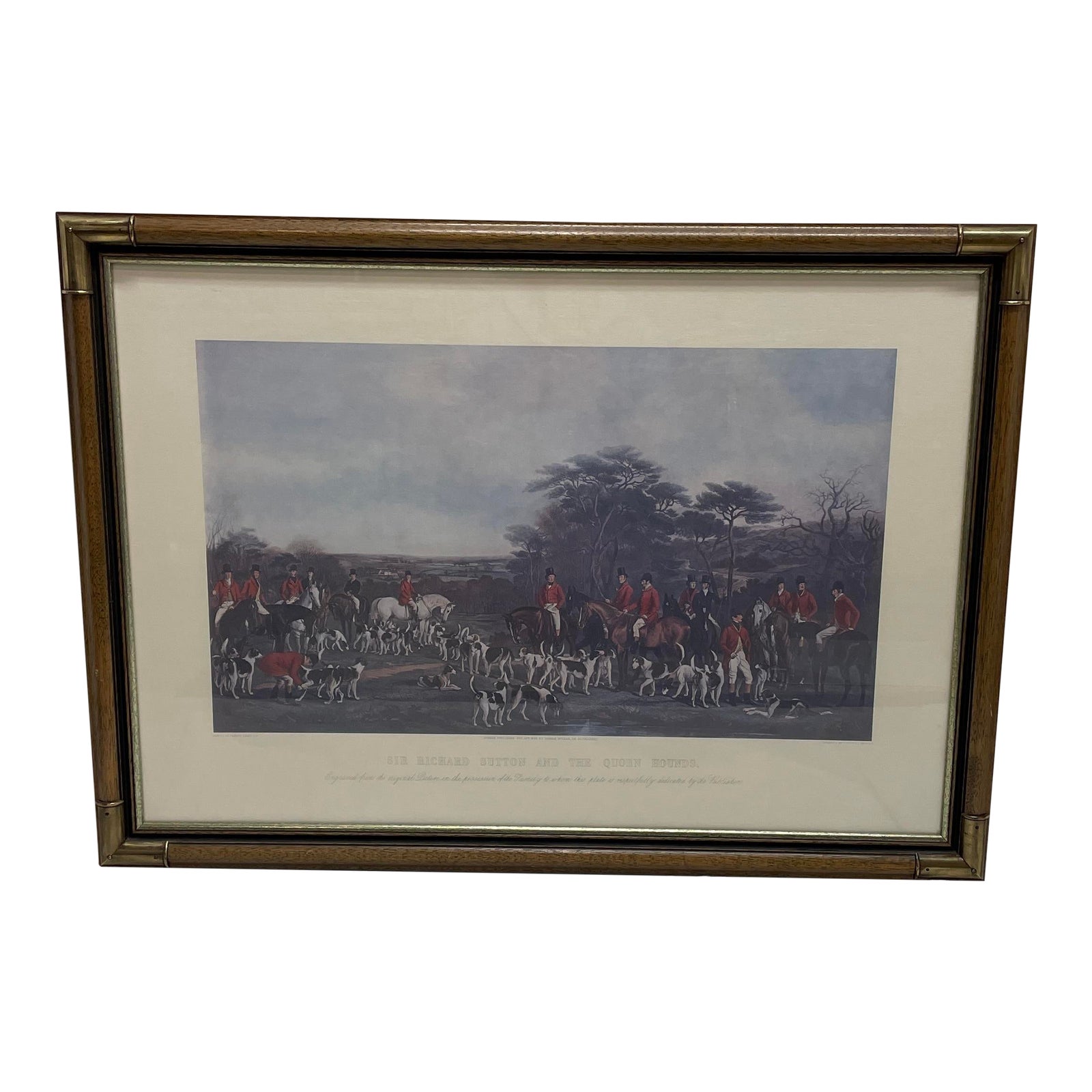 Vintage Framed Sir Richard Sutton and the Quorn Hounds Engraving by