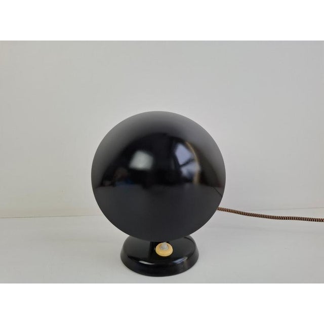 Black Bauhaus Mushroom Table Lamp with Adjustable Shade, Czechoslovakia, 1930s For Sale - Image 8 of 15