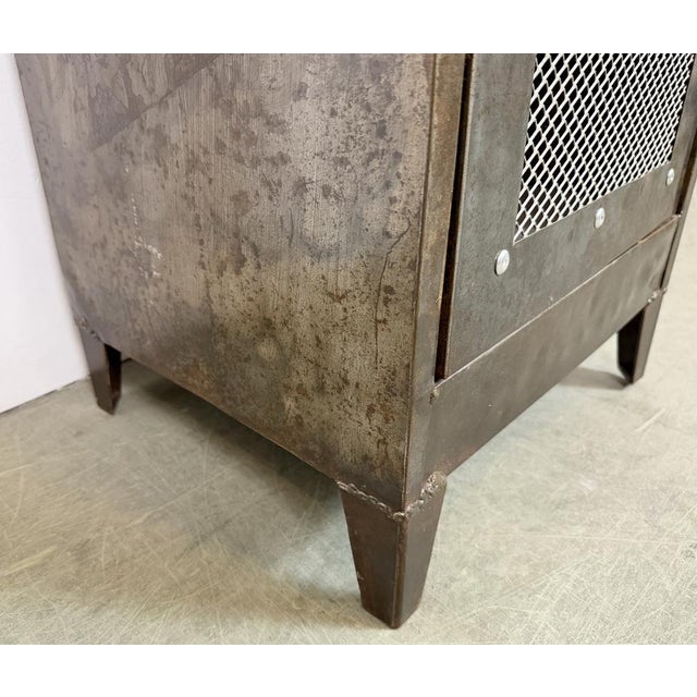 Industrial Iron Cabinet with Mesh Door, 1960s For Sale - Image 9 of 15