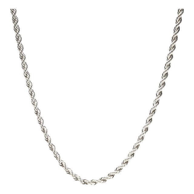 Tiffany & Co Sterling Silver Rope Chain, Length 24 Inches For Sale