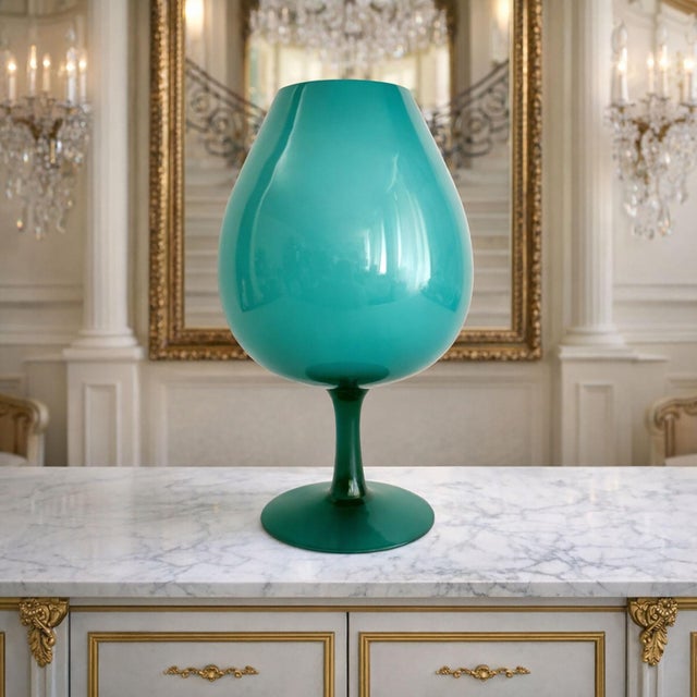 Murano Vase Murano Glass Extra-Large Turquoise For Sale - Image 4 of 8