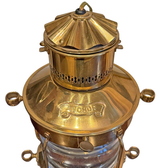 Metal Mid 20th Century Brass Ship's Lantern Pendant Light For Sale - Image 7 of 16