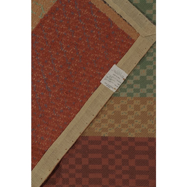 Textile Vintage Art Deco Needlepoint Rug in Beige, Teal & Burnt Red Geometric Patterns For Sale - Image 7 of 7