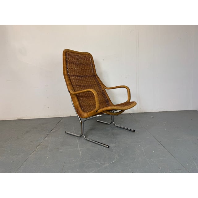 Mid-Century Modernist Rattan and Steel Lounge Chair by Dirk van Sliedregt for Gebroeders Jonkers Noordwolde, 1950s For Sale - Image 10 of 10
