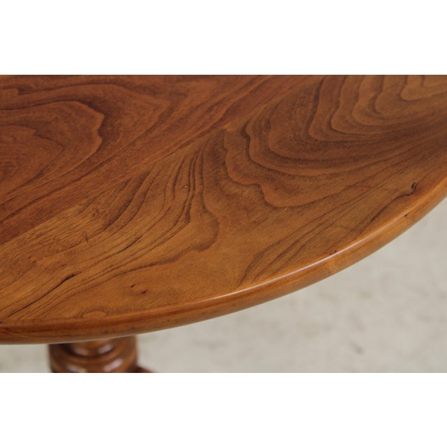 Wood Stickley Round Cherry Pedestal Occasional Lamp Table For Sale - Image 7 of 13