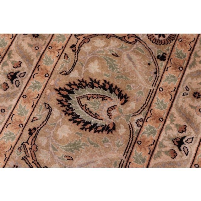 Elegant 1990's Pak-Persian Beige/Green Wool Rug - 9'1'' X 12'4'' For Sale In New York - Image 6 of 9
