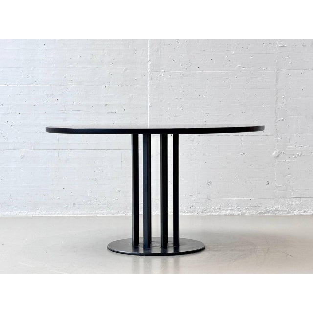 Round Dining Table in Thuja Root Veneer and Steel, 1980s For Sale - Image 5 of 16