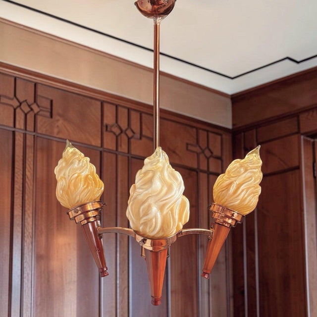 Art Deco Torch Chandelier For Sale - Image 12 of 12