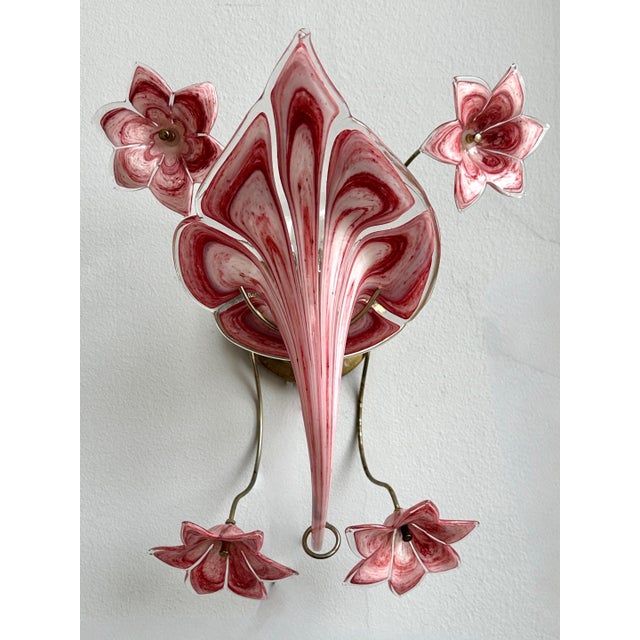 Mid-Century Modern Pink Murano Glass Lily Wall Light by Franco Luce for Seguso, 1970s For Sale - Image 11 of 11