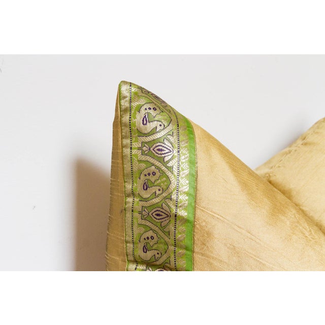 1990s Golden Apricot Festive Silk Euro Pillow Cover For Sale - Image 5 of 7