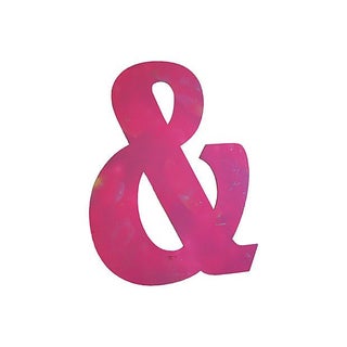 Large Pink Metal Marquee Ampersand For Sale