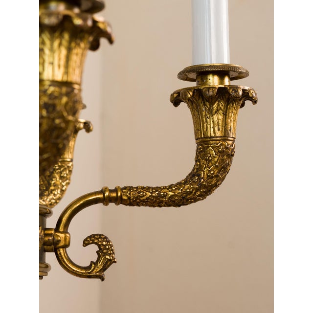 French Empire 7-Light Chandelier in Gilded Bronze, Late 19th Century For Sale - Image 5 of 17